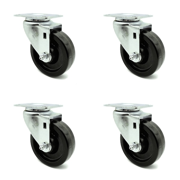 4 Inch Phenolic Wheel Swivel Top Plate Caster Set
